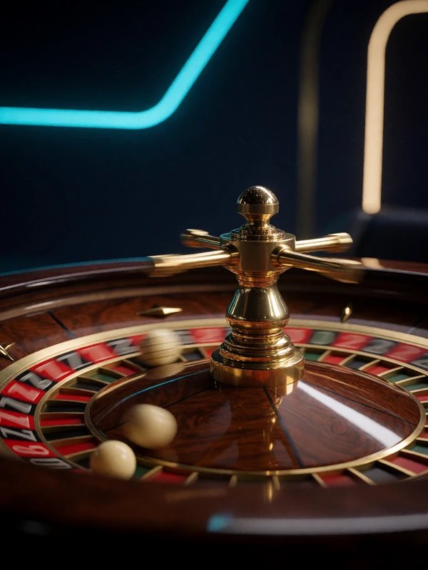 Drehender Roulettekessel mit Elfenbeinkugel unter goldenem Spotlicht im 30bet Echtgeld Casino