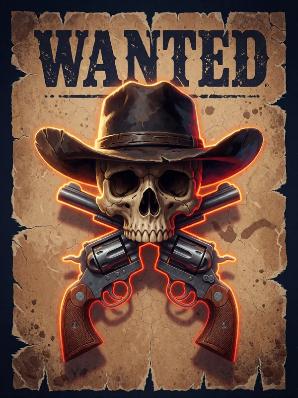 Slot-Cover Wanted Dead or a Wild von Hacksaw Gaming - Western-Slot mit Totenkopf bei 30bet