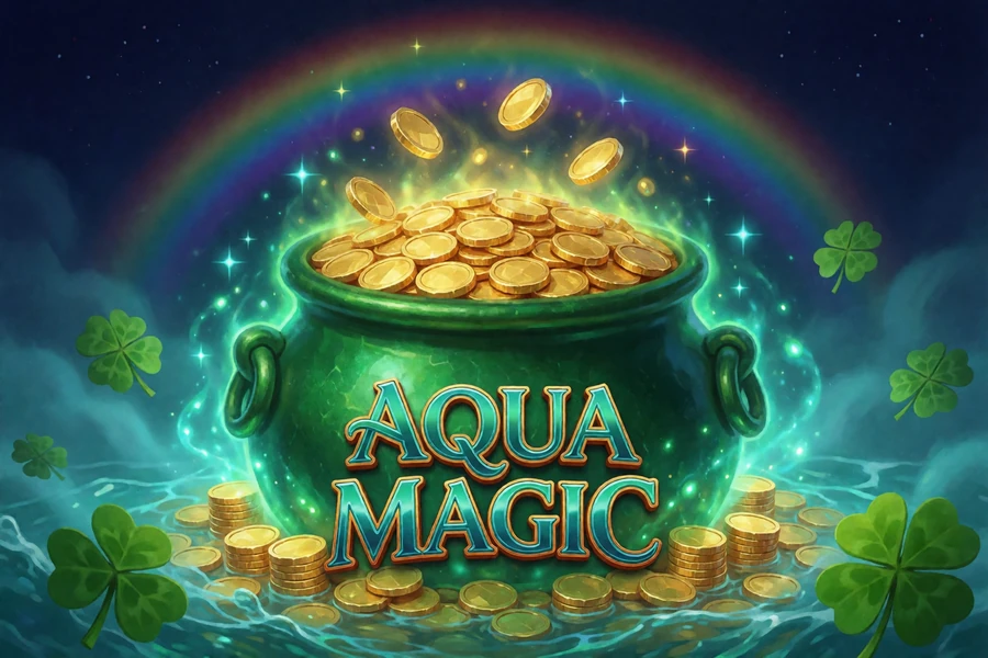 Exklusiver St. Patrick's Aqua Magic Slot - leuchtender Goldtopf mit Kleebl&auml;ttern bei 30bet